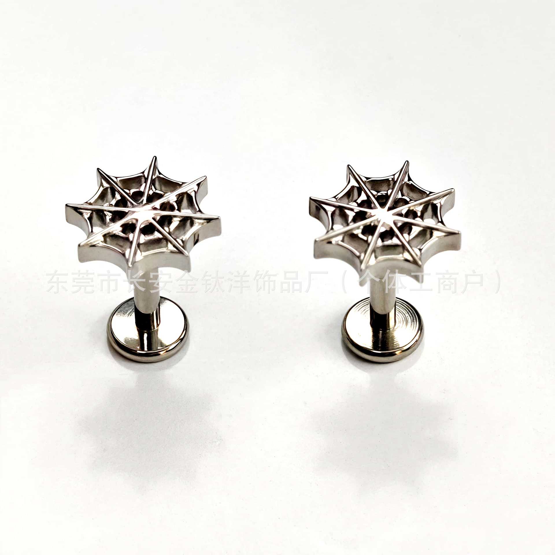 F136 Titanium Hollow Spider Web Ear Nail Nose Nail Ear Bone Piercing Jewelry G23 Titanium Alloy Body Jewelry - Image 3