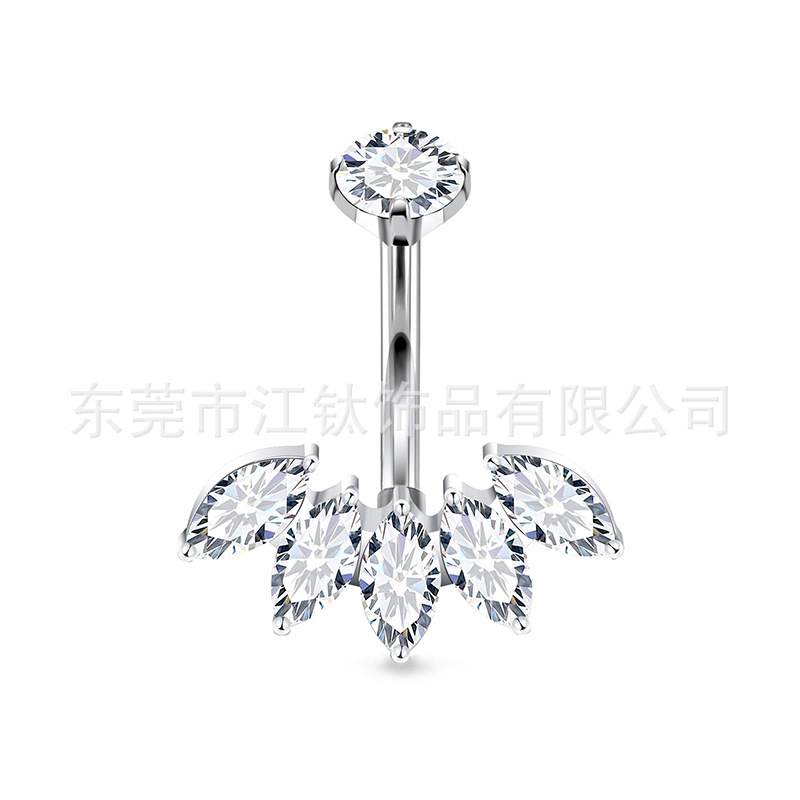 G23 Titanium Belly Button Ring with White Zirconia - ASTM F136 Curved Barbell - Image 5