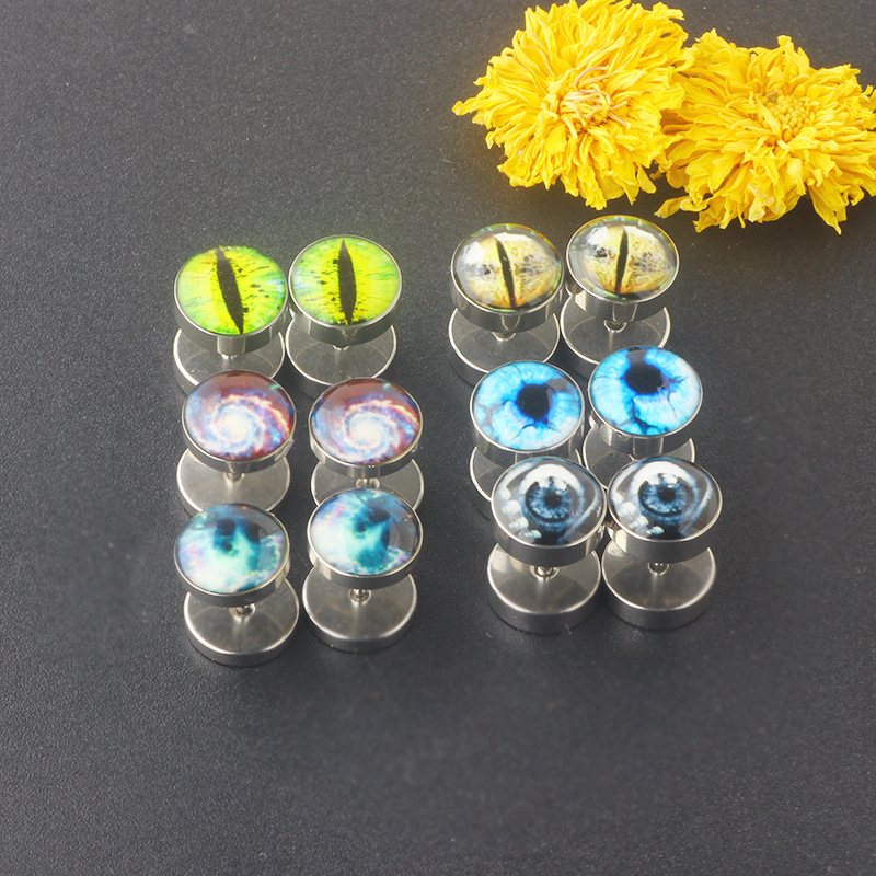 316L Surgical Steel Dumbbell Earrings Black Street Trendy Korean Fashion Barbell Earrings - Image 2