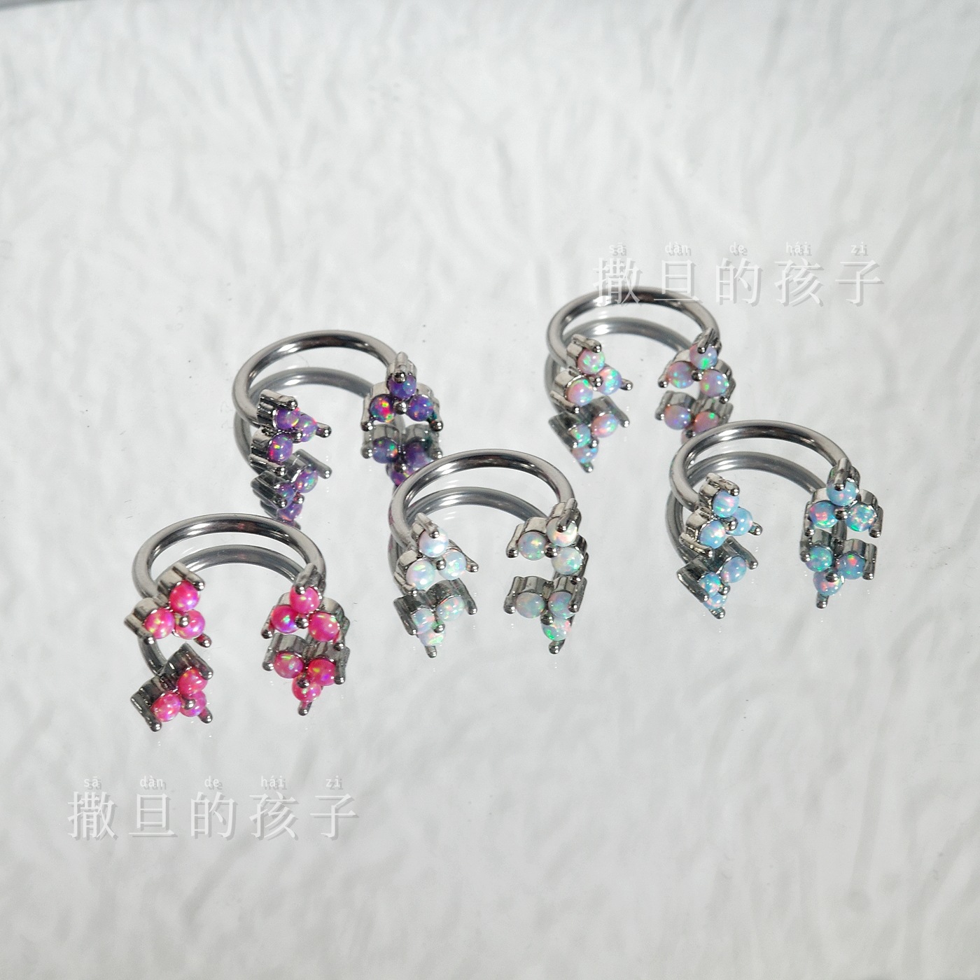 Satan's Child Australian Opal Lip Studs Titanium Steel Internal Thread Lip Rings Cartilage Ear Studs Body Jewelry - Image 3