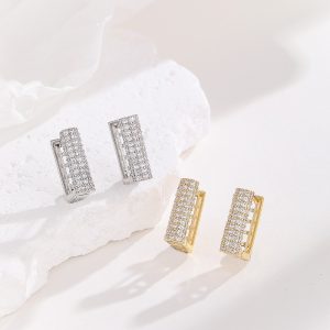 Zircon Geometric Gold Square Earrings Fashion French European American Temperament Ear Jewelry Wholesale