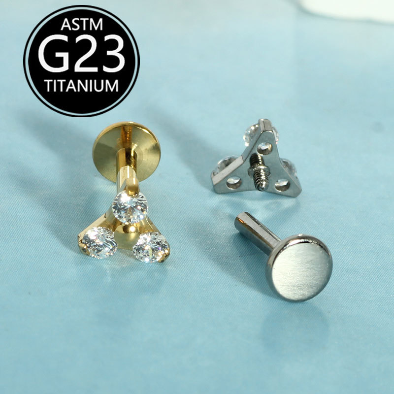 G23 Titanium Flower Internally Threaded Flat Back Lip Stud Ear Cartilage Piercing Jewelry - Image 4