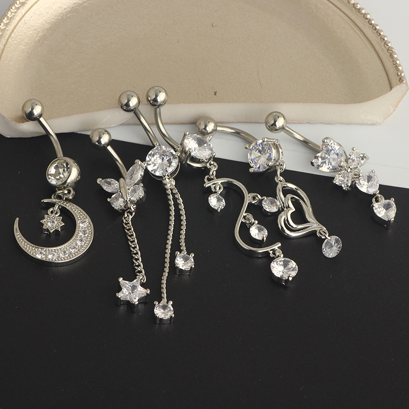 Amazon Stainless Steel Belly Button Ring Set Umbilical Ring Body Piercing Jewelry Crown Cactus Design - Image 5