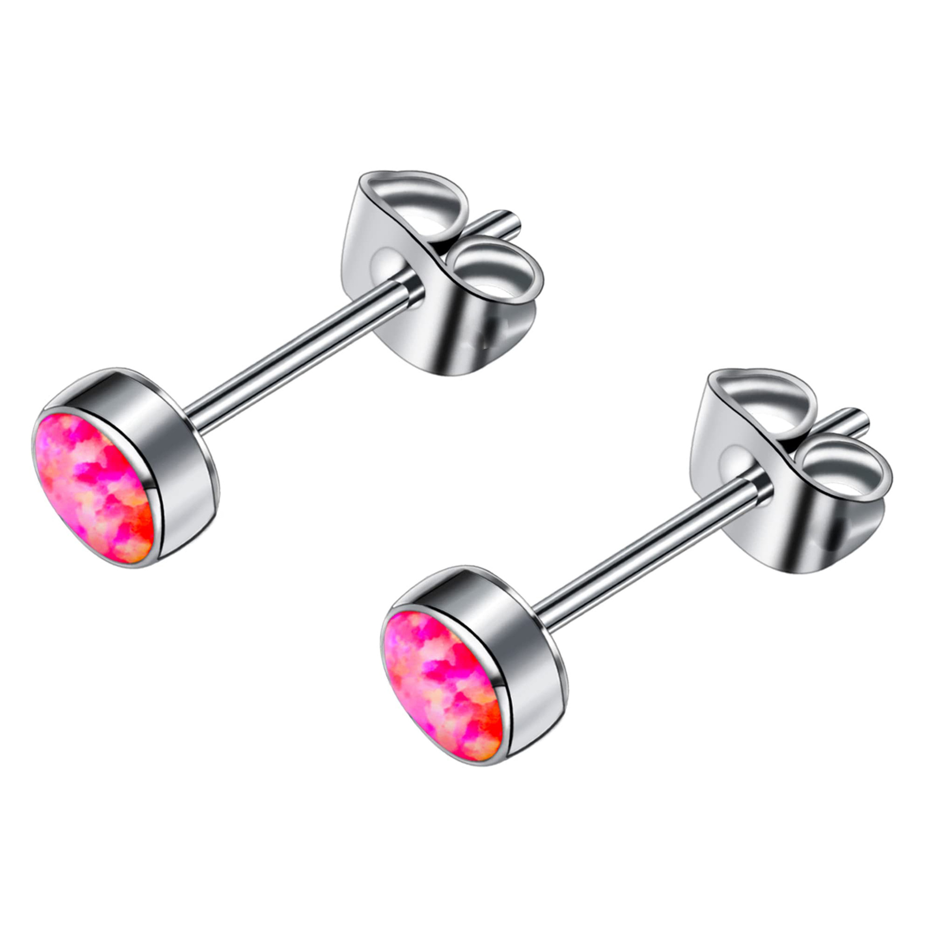 G23 Titanium Earrings Inlaid with Opal Butterfly Buckle Simple Titanium Alloy Body Piercing Earrings for Cartilage - Image 2