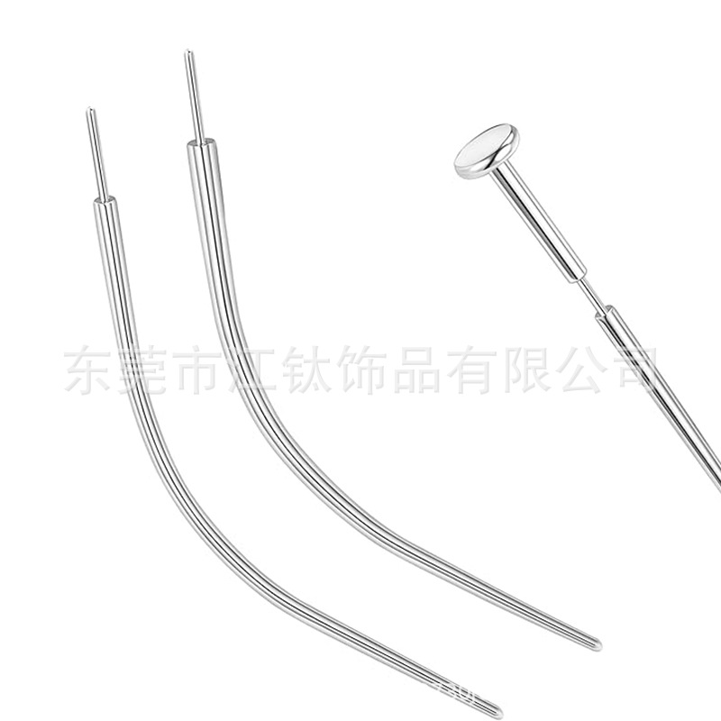 G23 Titanium Curved Nose Nail Ear Bone Nail Disposable Pin Piercing Needle - 14G Guide Needle - Image 2