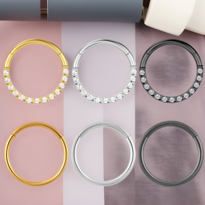 F136 Titanium Alloy Zircon Earrings CNC Seamless Ring Nose Ring Diaphragm Perforated Jewelry Ear Ring