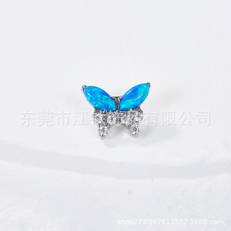 G23 Titanium Butterfly Opal Lip Labret Stud Cartilage Ear Piercing Jewelry - Image 4