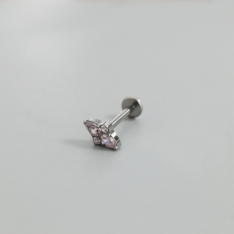 G23 Titanium Alloy Lip Stud Inlaid with Diamond Earrings Piercing Jewelry - Image 3