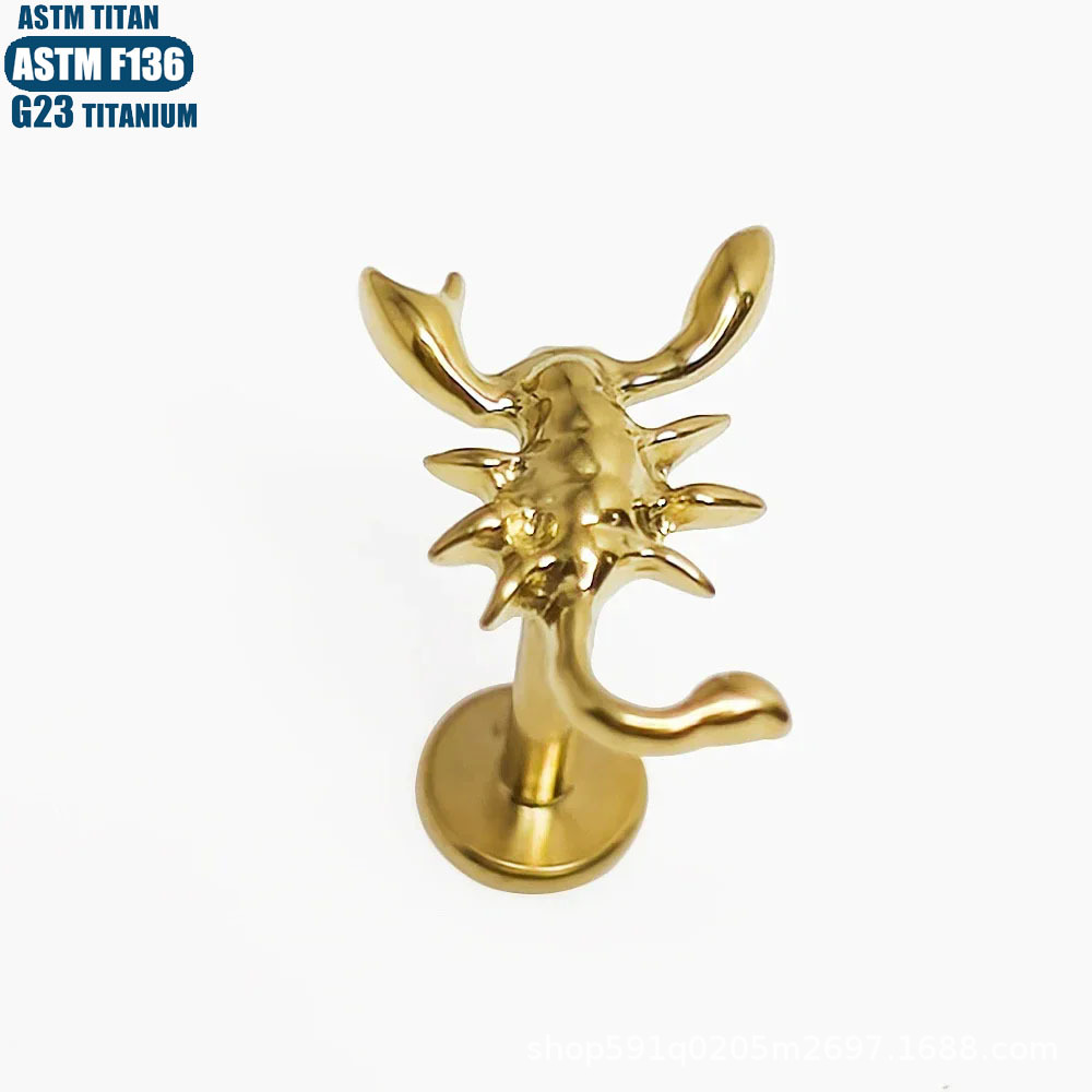 F136 Titanium Alloy Inner Spiral Piercing Earrings Pigeon Cat Shape Lip Nail Body Jewelry - Image 4