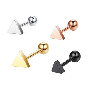 Stainless Steel Double Sided Ball Ear Bone Nail Triangle Dumbbell Earrings