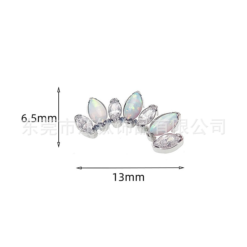 G23 Titanium Ear Bone Nail Horse Eye Penetrating Aobao Zircon Cross-border Titanium Alloy Body Piercing Jewelry Earrings - Image 3