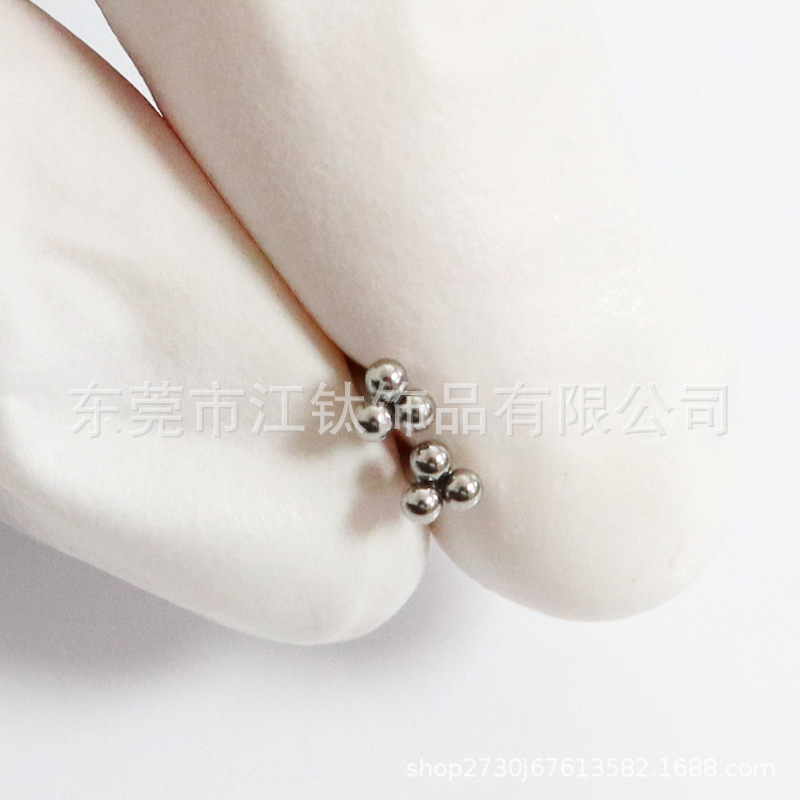 G23 Titanium Lip Nail Three Ball Ear Stud - ASTM F136 Body Piercing Jewelry Ear Cartilage Stud - Image 3