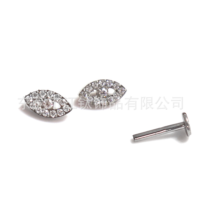F136 Titanium Earring with 5A Zircon Lip Nail Labret Stud Body Piercing Jewelry Geometric Style - Image 4