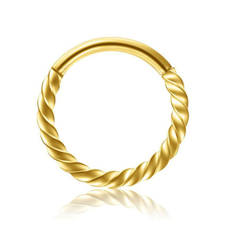 Twist Flower Stainless Steel Seamless Hoop Nose Ring Open Interface Lip Ring Body Piercing - Image 4
