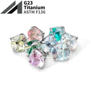 F136 Titanium Round Base Claw-Set Tai Chi Cut Gradient Lip Stud Ear Stud Ear Bone Stud Body Piercing Jewelry