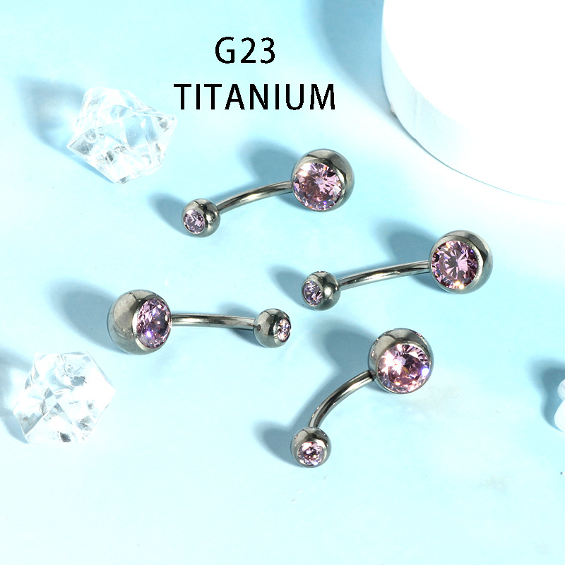 G23 Titanium Navel Ring with Zircon Opal Dangle Ball Belly Button Piercing Jewelry - Image 2