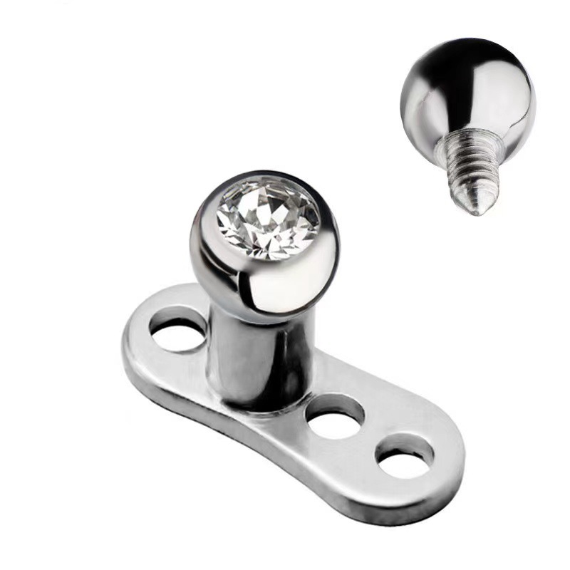 G23 Titanium Alloy Zircon Clavicle Needle Buried Nail Body Piercing Jewelry Earrings - Image 2