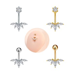 Fashion High Sense Zircon Belly Button Ring Copper Gold Plated Flower Navel Piercing Jewelry Wholesale