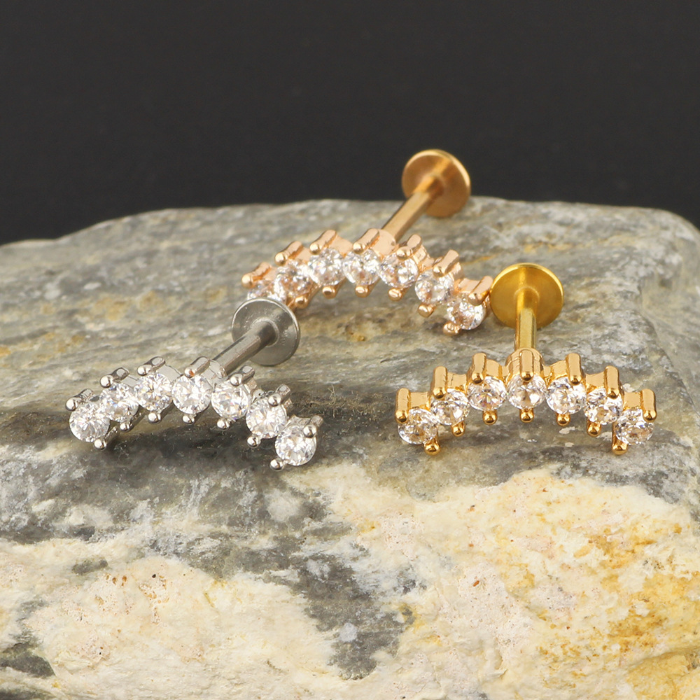 Zircon Stainless Steel Ear Bone Nail Screw Earrings Piercing Jewelry Ear Nail Lip Nail Lip Ring Body Piercing - Image 4