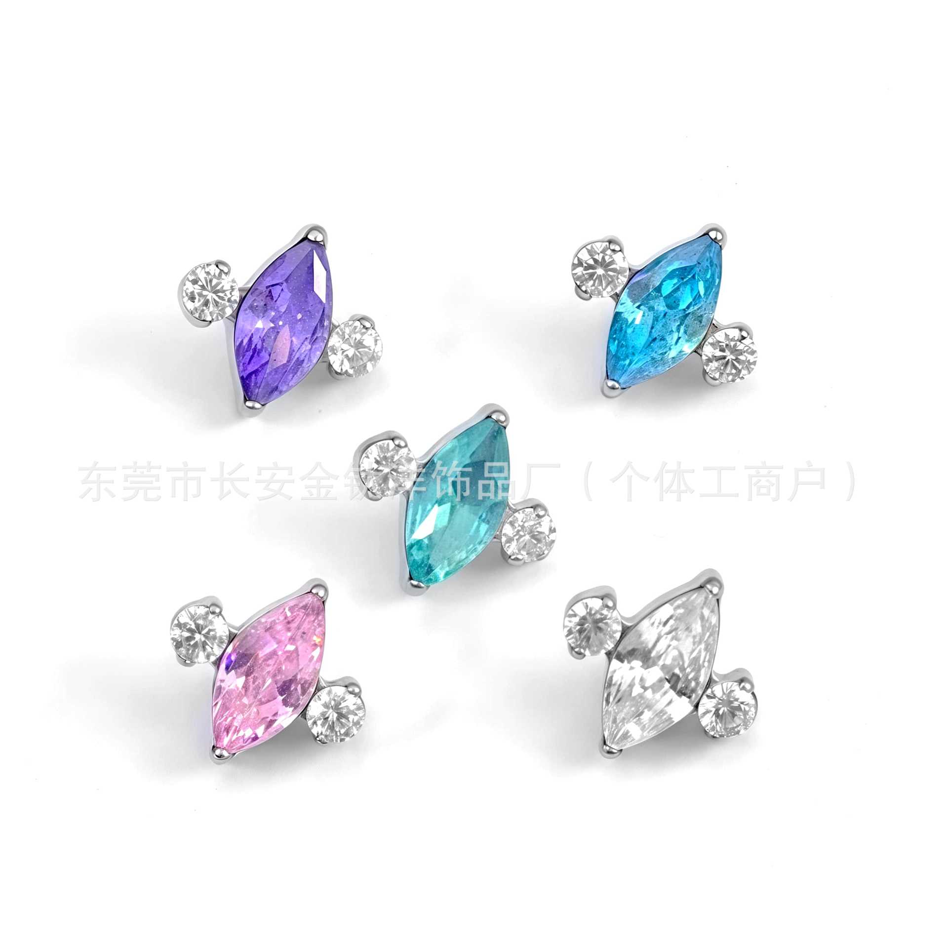 F136 Titanium Small Airship 5A Zircon Lip Nose Ear Bone Nail 14G Labret Stud - Image 5