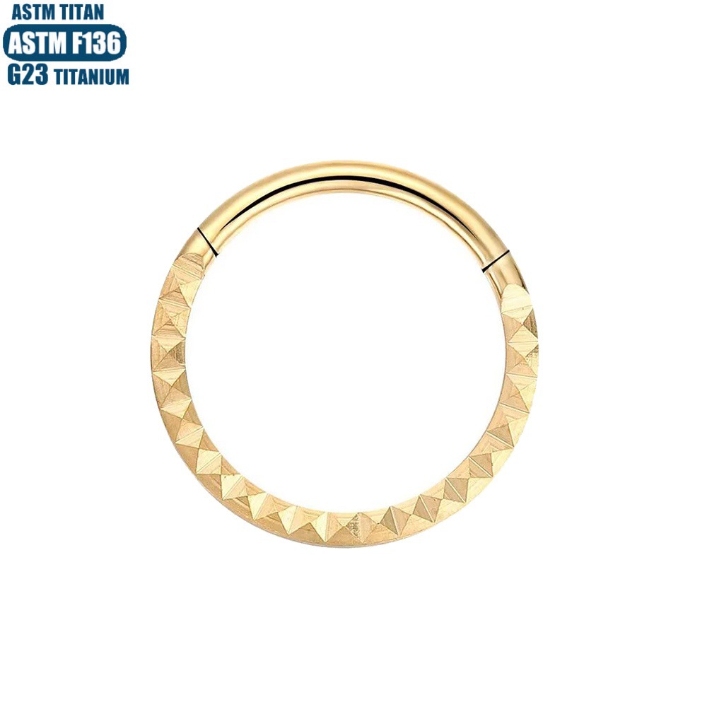 Black Pyramid CNC Carved Seamless Nose Ring - F136 Titanium Alloy Hoop Earring for Fashion Women - Image 2