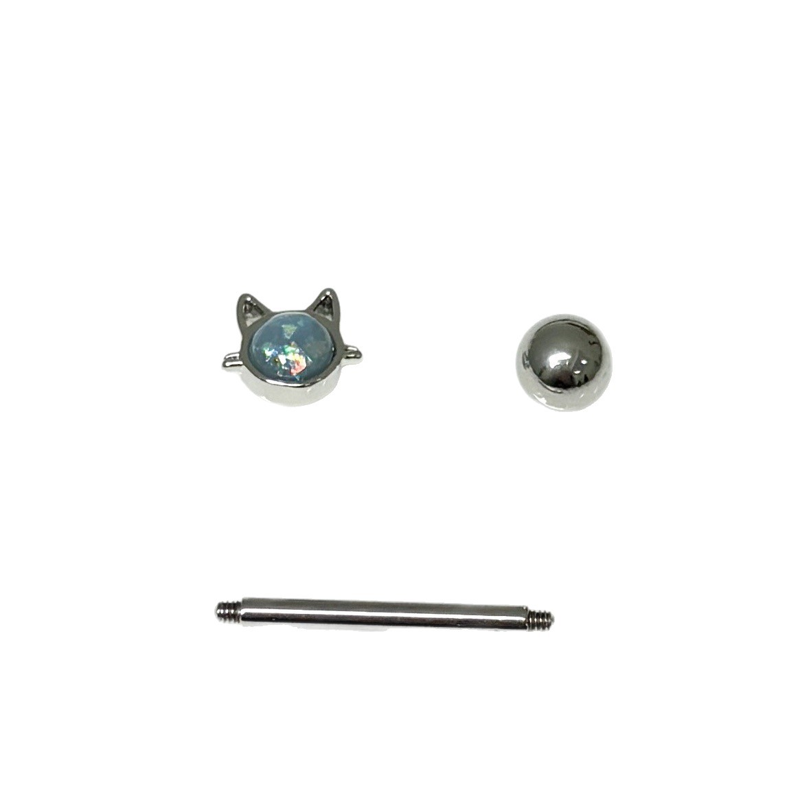 Opal Cat Ear Tongue Barbell 316L Surgical Steel External Thread Tongue Piercing Jewelry Sweet Sexy Wholesale - Image 5