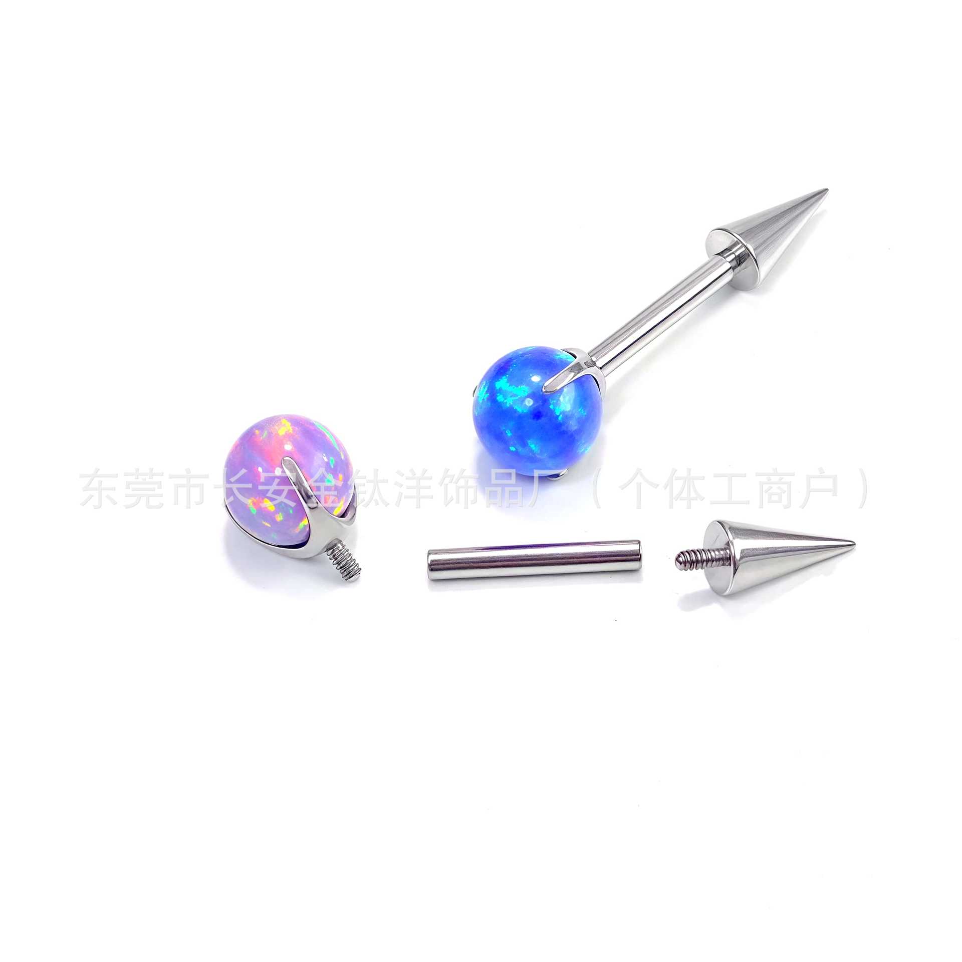 F136 Titanium Internal Thread Ear Bone Stud Opal Ear Stud Devil Ear Bone Stud G23 Titanium Alloy Body Piercing Jewelry - Image 2