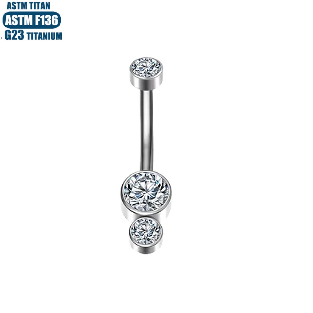 G23 Titanium Navel Piercing Ring Round Zircon Inner Teeth Belly Button Ring Body Jewelry - Image 3