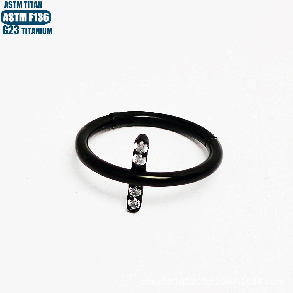 F136 Titanium Alloy Cross Nose Ring Hoop Seamless Closed Ring Piercing Jewelry with CZ - Image 4