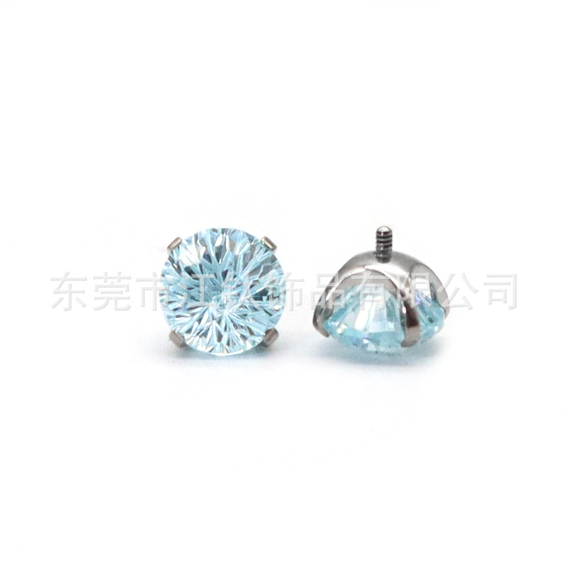 G23 Titanium Fireworks Gradient Ear Cartilage Stud with CZ - External Thread - Body Piercing Jewelry - Image 5