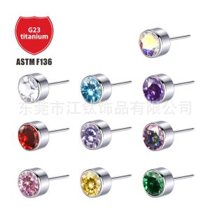 F136 Titanium Pin Lip Nail Packing 5A Zircon Ear Studs G23 Titanium Alloy Body Piercing Jewelry Accessories Ear Bone Nails