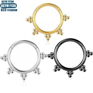Black Titanium Alloy Welded Ball Seamless Hoop Nose Ring Earring