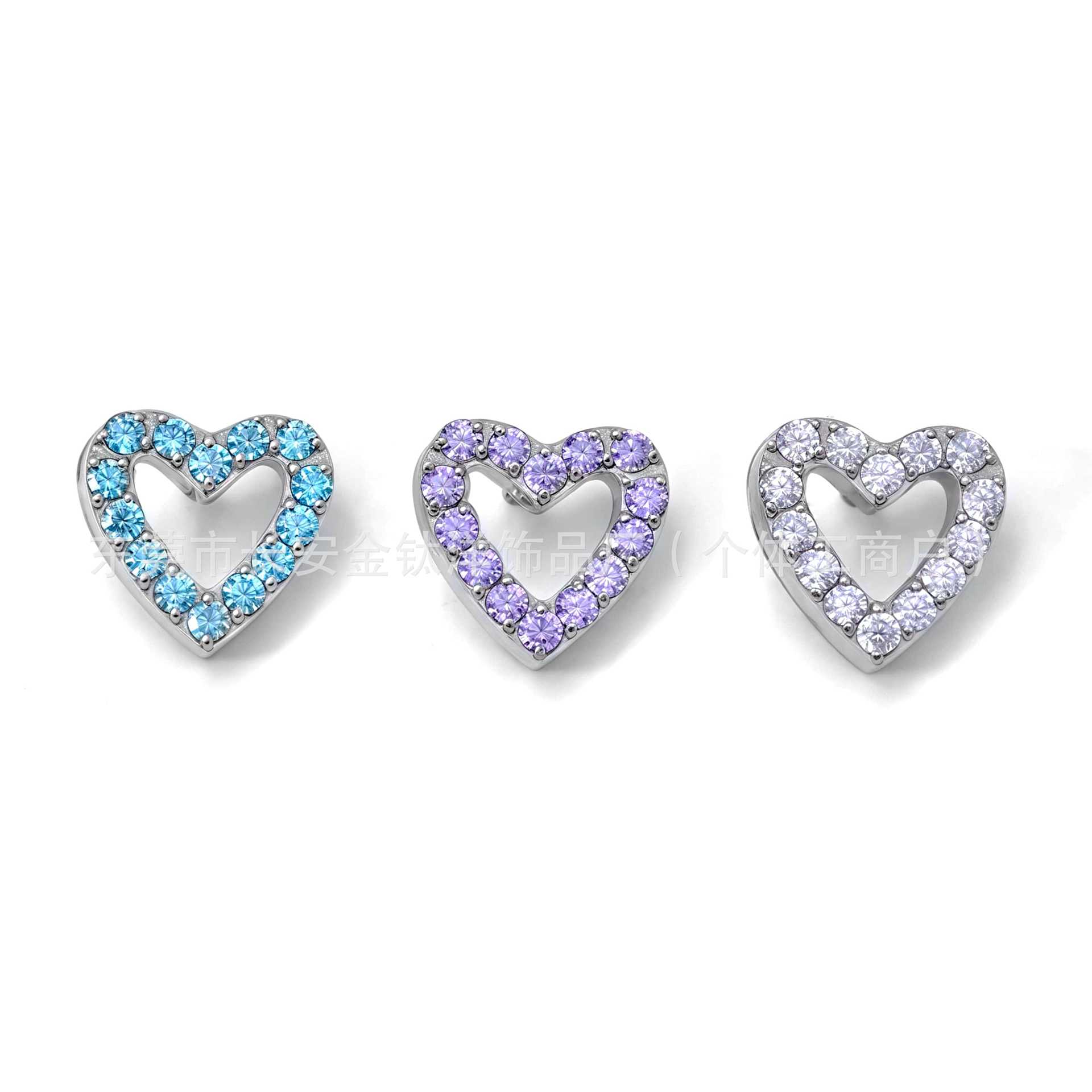 F136 Titanium Internal Thread Full Diamond Heart Earrings Lip Nails Nose Nails Ear Bone Nails G23 Titanium Alloy Body Piercing Jewelry - Image 2