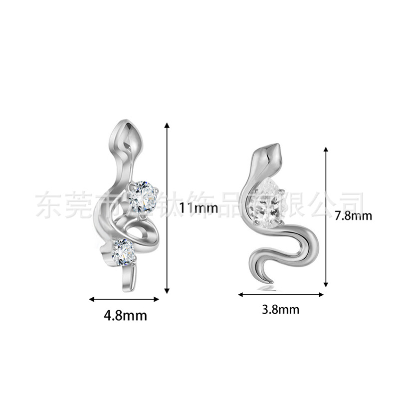 G23 Titanium Snake Shape Ear Cartilage Stud Earring with CZ Gems for Helix Tragus Piercing Gold - Image 3
