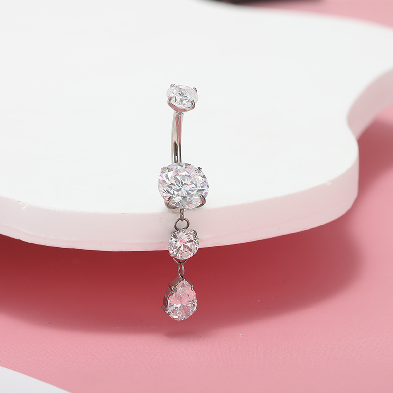 G23 Titanium Navel Ring 14g Water Drop CZ Belly Button Ring Body Piercing Jewelry - Image 3