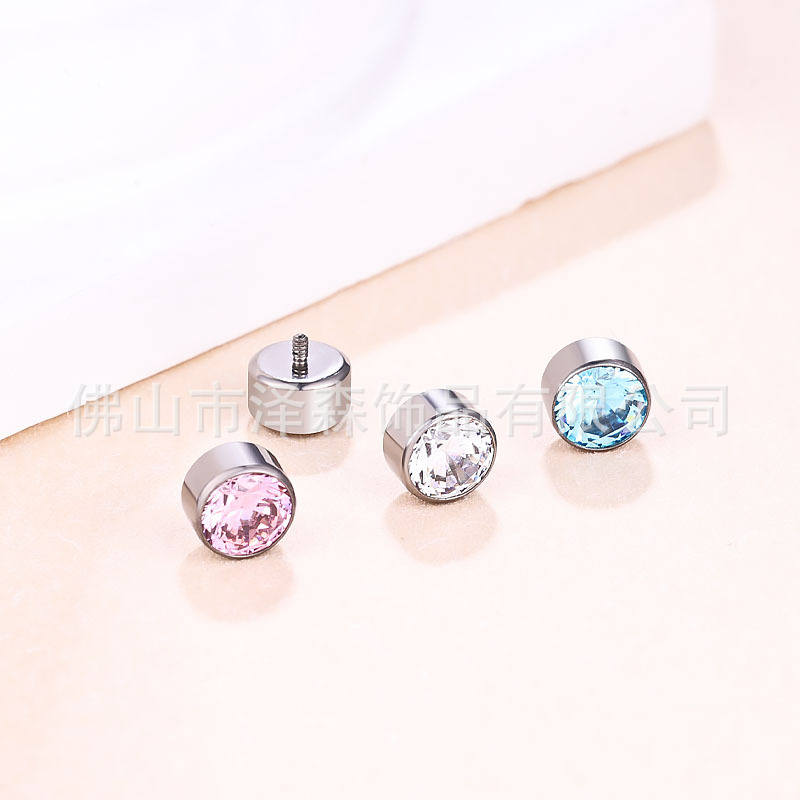 F136 Titanium Alloy Earrings Lip Nails 5A Zircon Inlaid Body Piercing Jewelry Ear Bone Nail Accessories - Image 3
