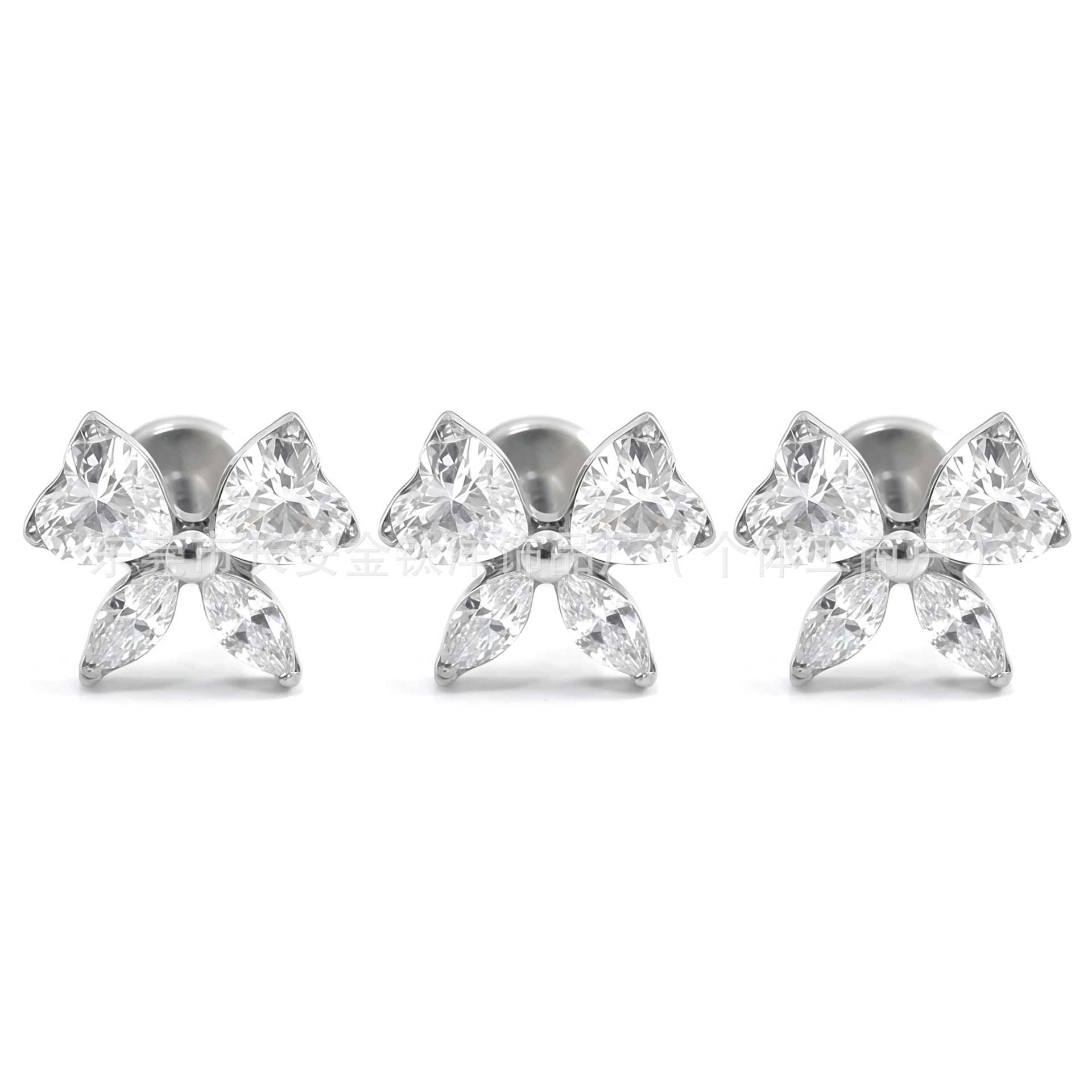 F136 Titanium Heart-Shaped Butterfly Zircon Earrings Cochlear Studs G23 Titanium Alloy Cartilage Earring - Image 4
