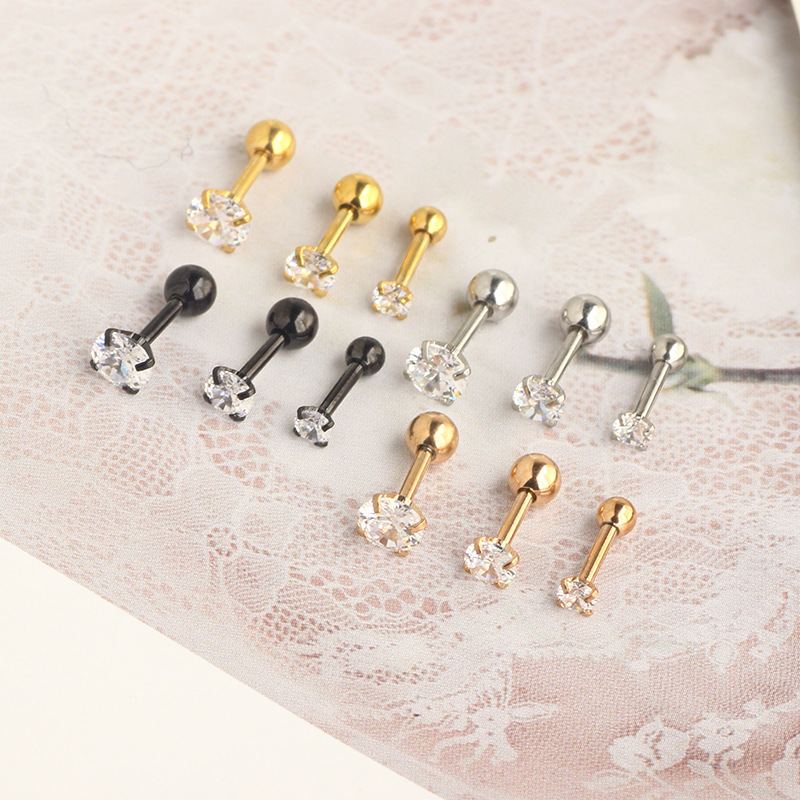 Stainless Steel Star CZ Earrings for Cartilage Piercing - Rose Gold with Round Cubic Zirconia - 2021 Summer Collection - Image 3