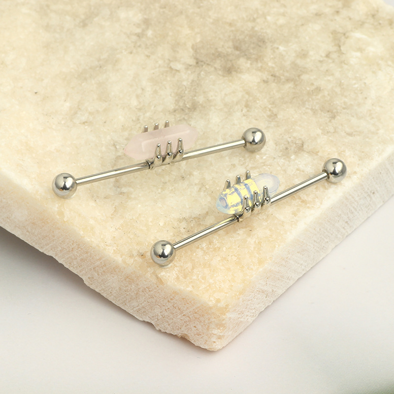 Stone Clasp Industrial Earring Stainless Steel Transparent Palm Earring Ear Bridge Jewelry - Image 4