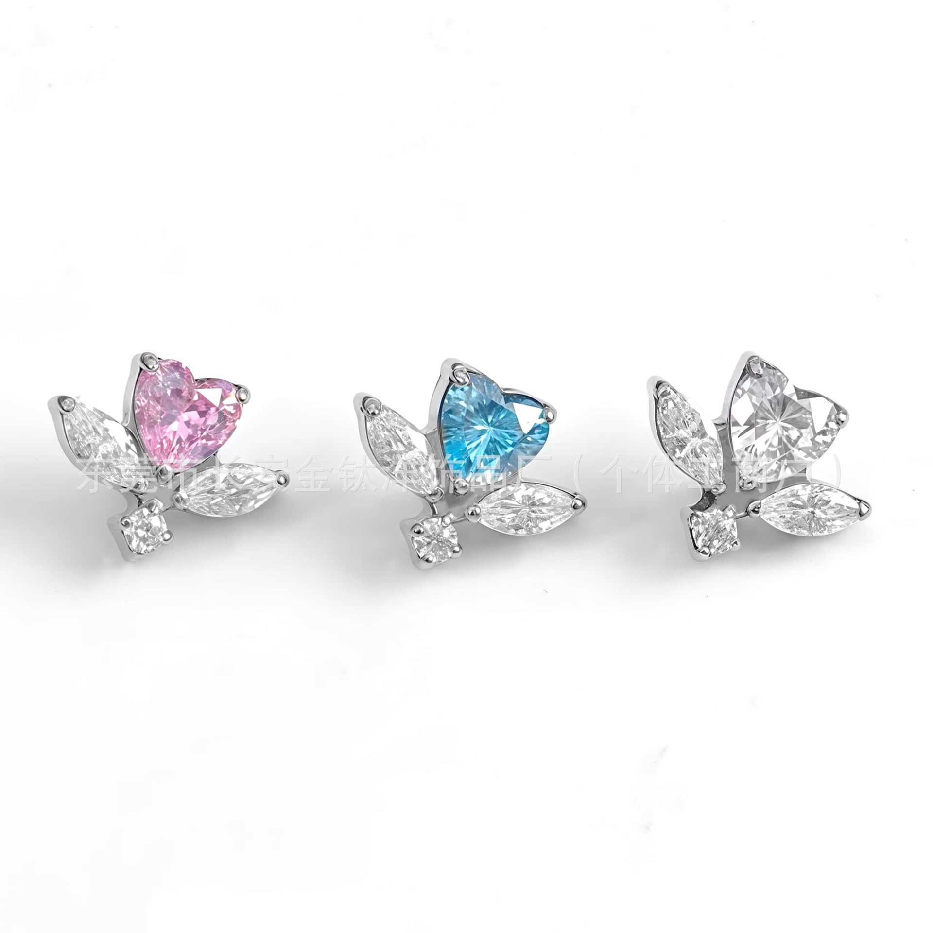 F136 Titanium Internal Thread Heart Flower Earrings Lip Nails Nose Nails Ear Bone Nails G23 Titanium Alloy Body Piercing Jewelry - Image 3