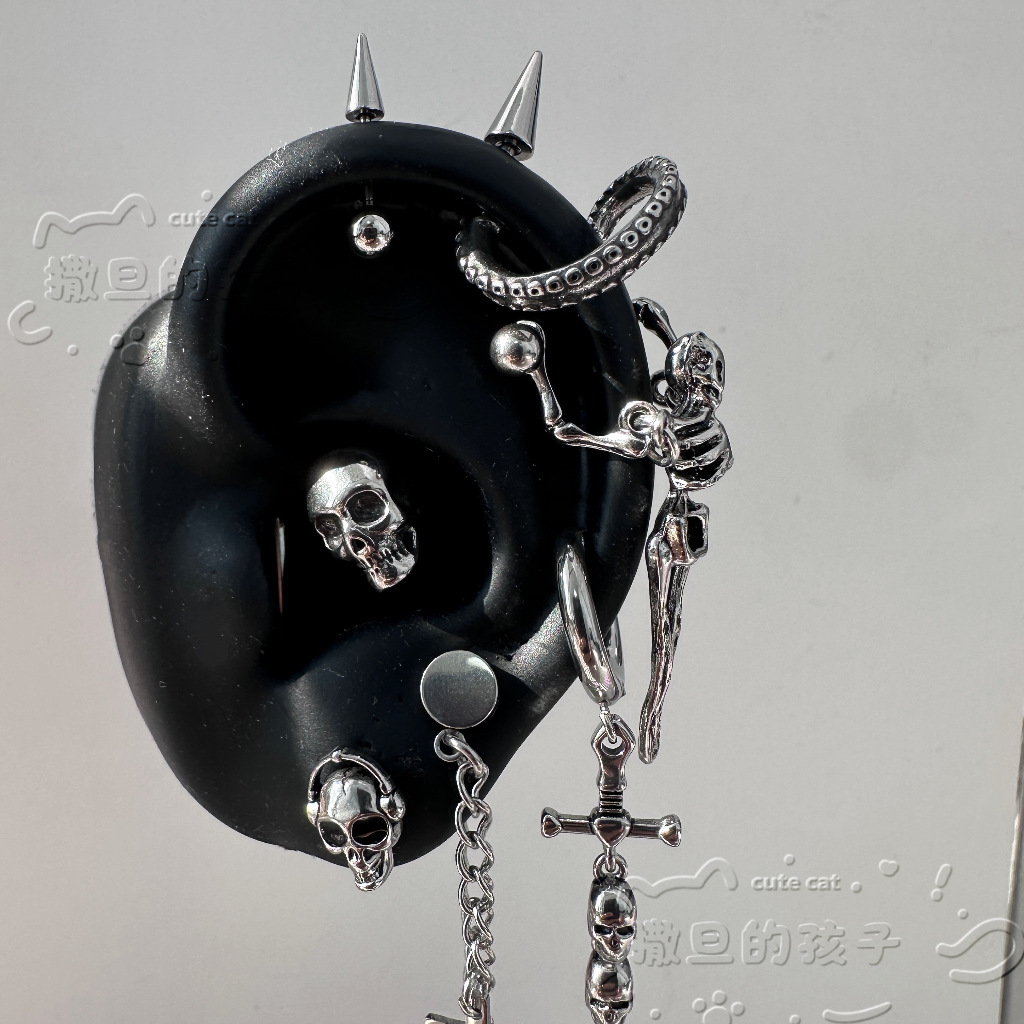 Satan's Child Bone Binding Poem Earrings - Non-Fading 316L Surgical Steel Ear Bone Studs for Cartilage, Helix, Tragus, Conch & Daith - Devil Stud Earrings for Men Women - Image 2