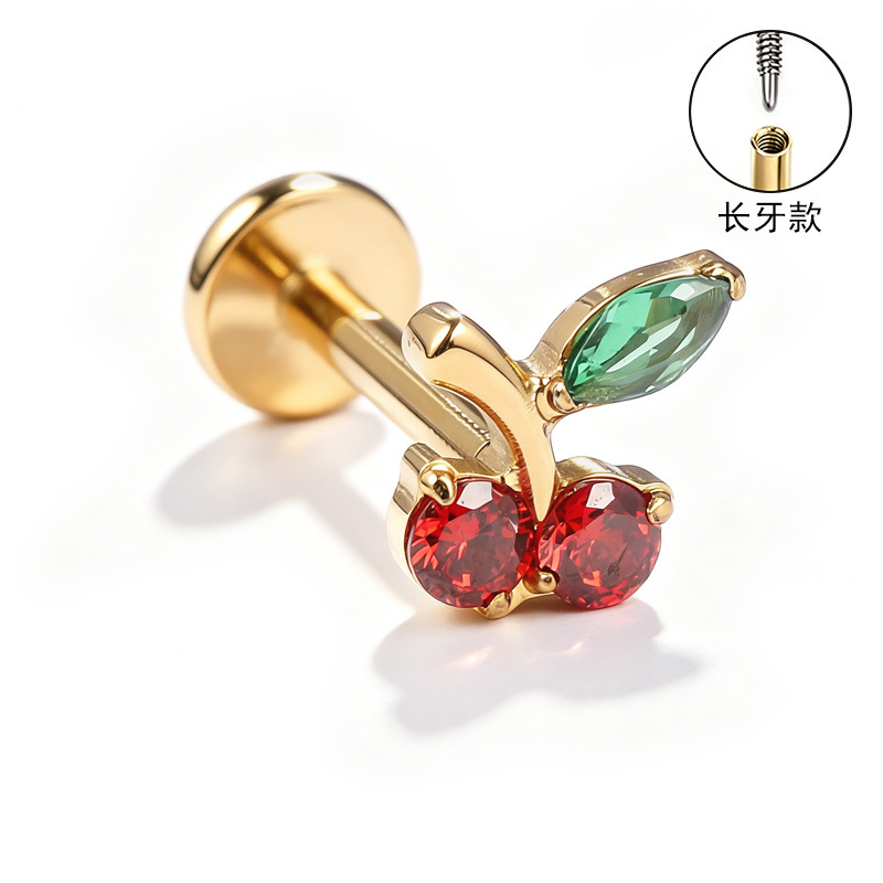 F136 Titanium Alloy Ear Studs, Carved Long Tooth Ear Bone Studs, Zirconia Lip Studs, G23 Titanium Body Piercing Jewelry - Image 4
