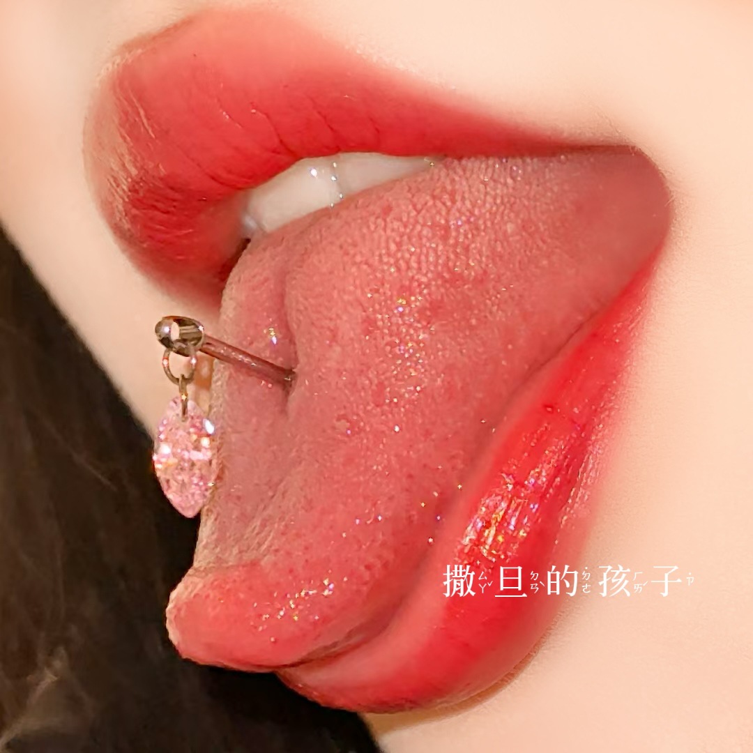 Satan's Child Xiao Sa Recommended F136 Implantable Titanium Alloy Tongue Barbell, Comfortable for Drinking, Pink 16mm - Image 4