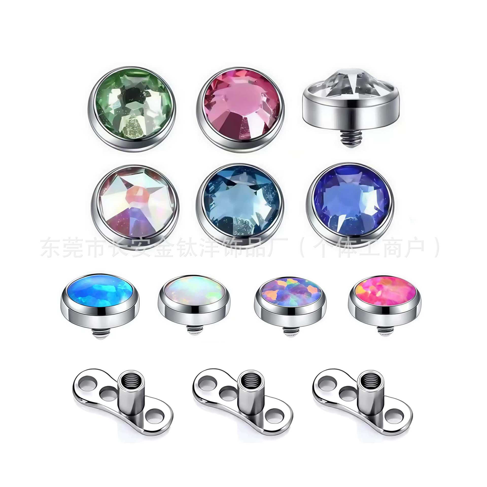 F136 Titanium Opal Anchor Flat Back Threaded Ear Cartilage Stud Piercing Jewelry - Image 5