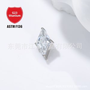 G23 Titanium Ear Cartilage Stud - Gold Large Diamond Zircon Ear Nail for Helix Tragus Piercing