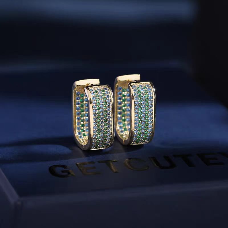 Light Luxury Micro-Inlaid Zircon Geometric Ear Cuffs U-Shape Ear Hoops for Women - Image 3