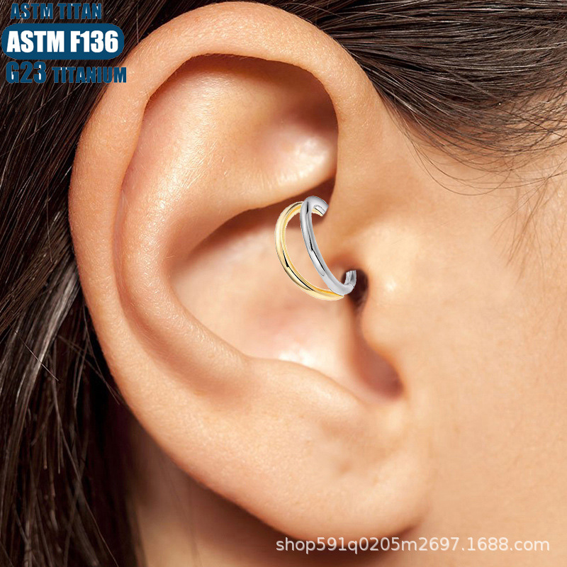 F136 Implant Grade Titanium Nose Ring Bifurcation Inlaid Zircon Seamless Ring Earrings Nose Piercing Jewelry - Image 4