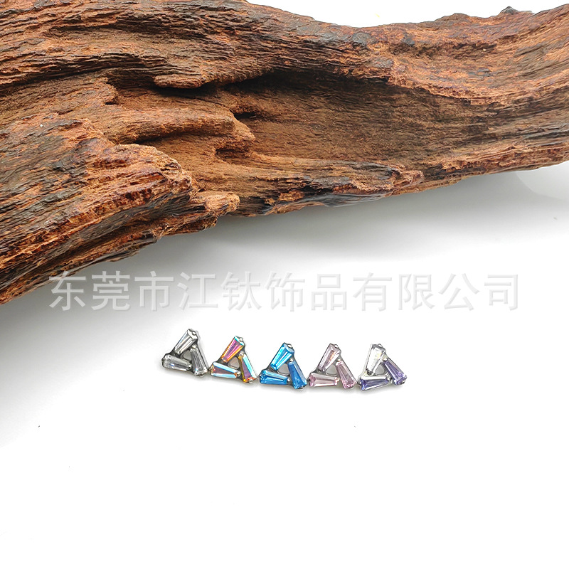 G23 Titanium Ear Cartilage Stud Heart Shape CZ Piercing Jewelry - 16G 8mm Labret Flat Back - Image 3