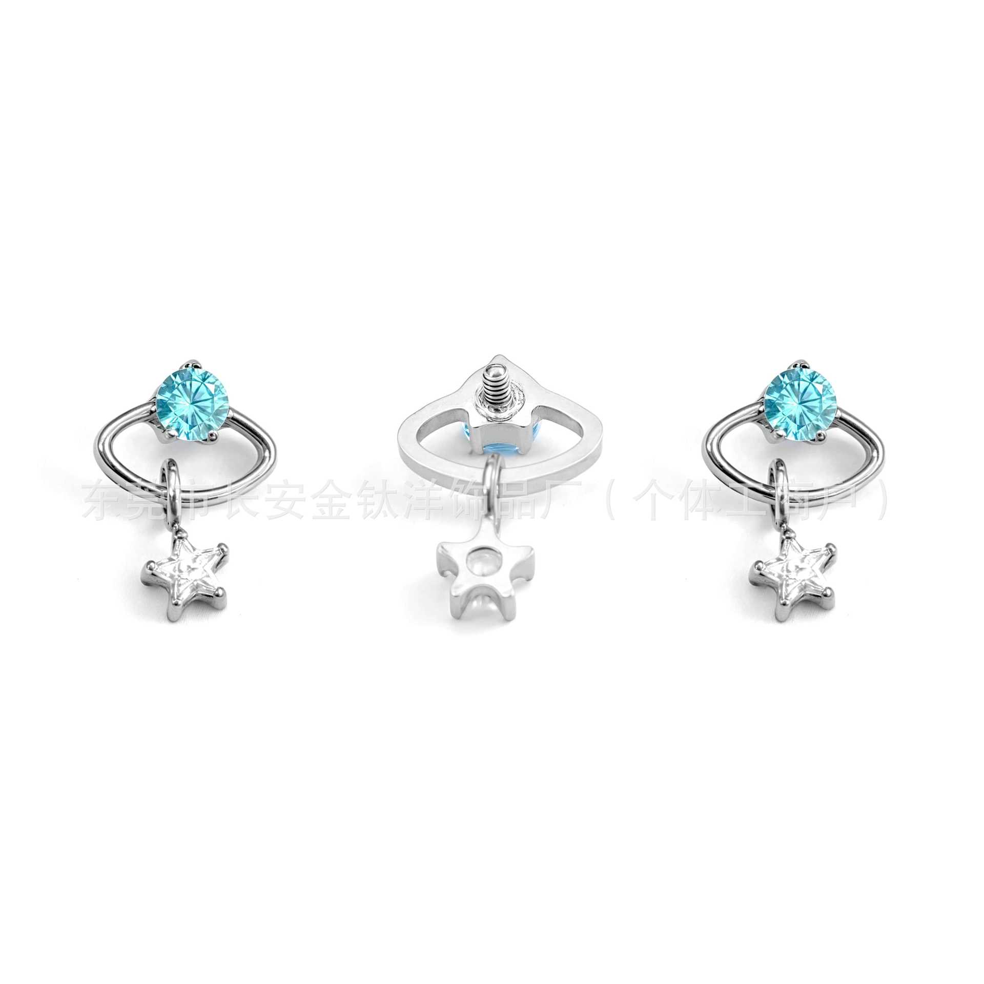 F136 Titanium Planet Trajectory Zircon Lip Labret Stud 14mm G23 Body Piercing Jewelry Gold White - Image 3