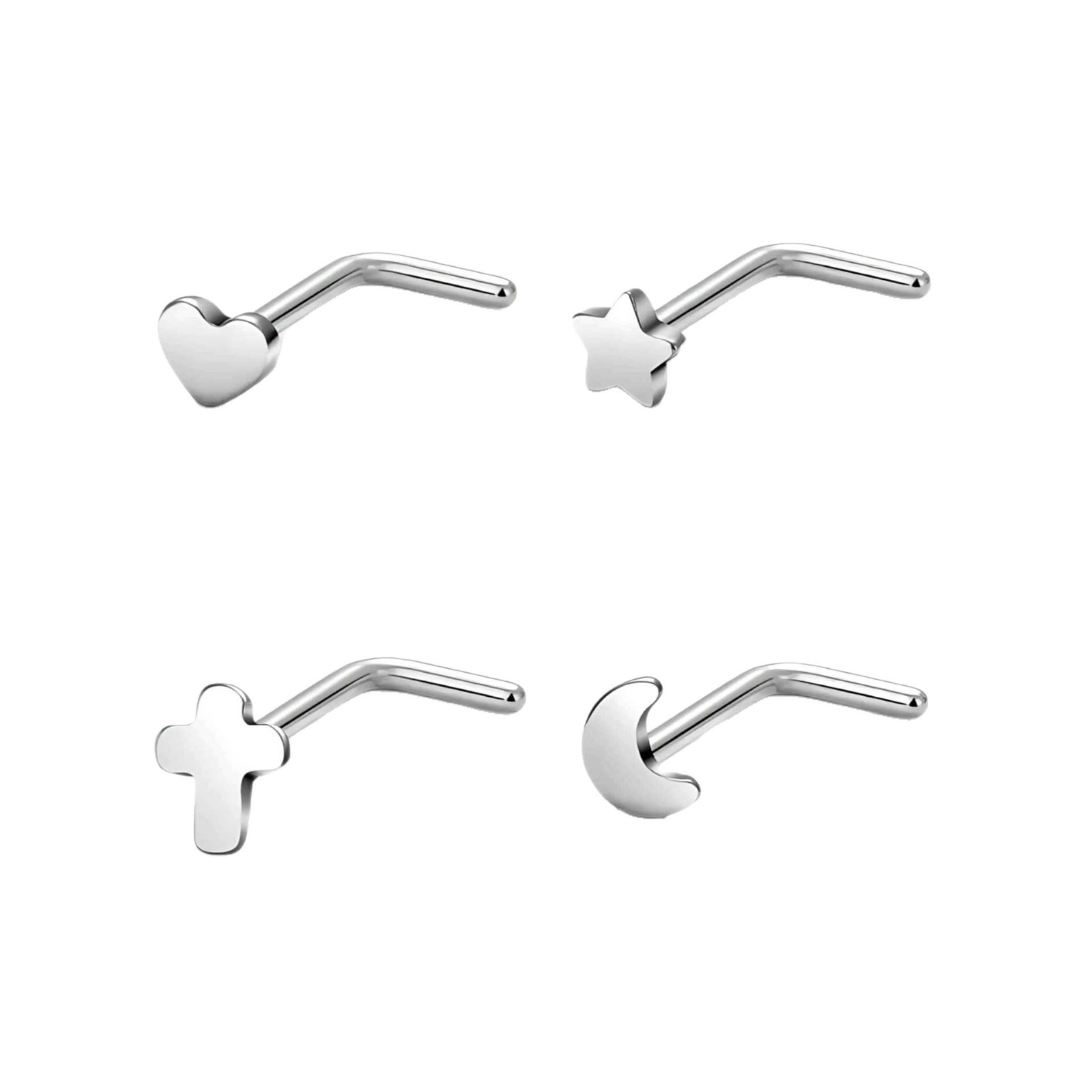 F136 Titanium Heart Star Moon Cross Pin 7-Shaped Nose Nail Lip Nail G23 Titanium Alloy Piercing Jewelry - Image 5